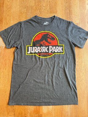 Jurassic Park Gray Logo T-Shirt Size Medium